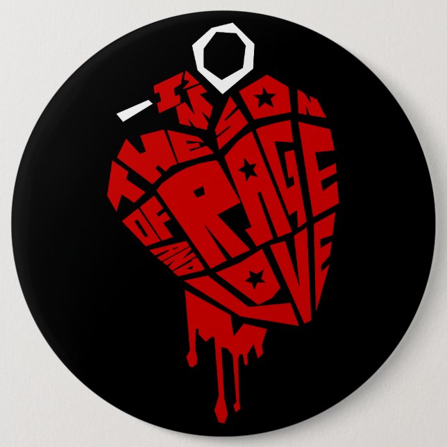 Heart Grenade "Son of Rage and Love" Button (Front)