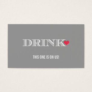 Heart Grey Red Wedding Drink Ticket