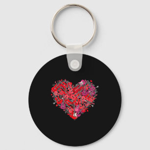 Heart Guitar Love Valentines Day Guitarist Player Keychain