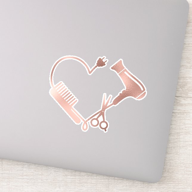 Heart Hair Stylist Scissors Salon Hairdresser Sticker (Detail)