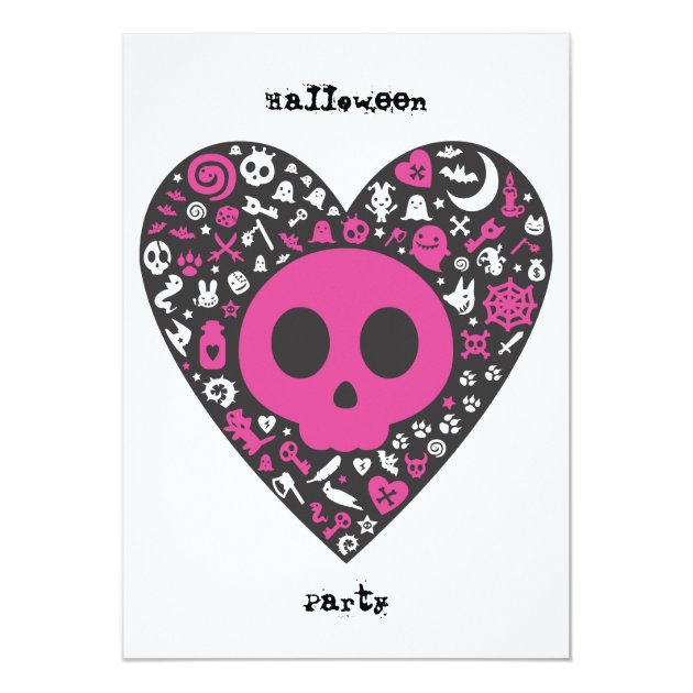 Heart Halloween Happy Birthday Party Invitation