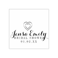 Heart Hand Drawn Bridal Shower Favor  Rubber Stamp