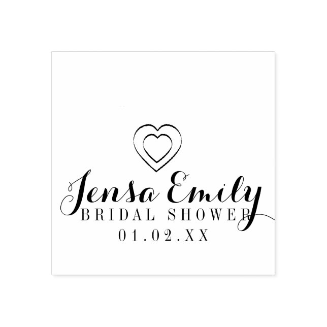 Heart Hand Drawn Bridal Shower Favor  Rubber Stamp (Imprint)