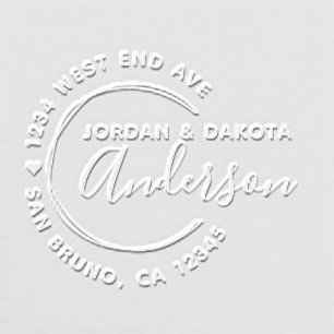 Heart Hand-drawn Circles Newly Weds Return Address Embosser