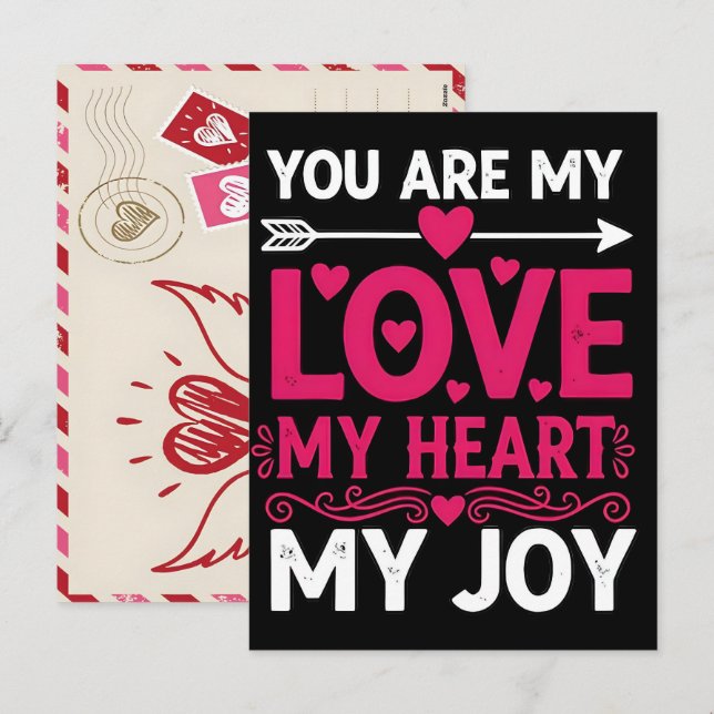 Heart Hand-Drawn Valentines Day Postcard Mail Idea (Front/Back)