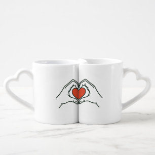 Heart & Hand Love Couple Mug   Romantic His & Hers