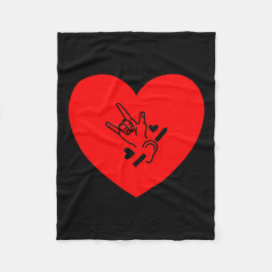 Heart Hand Sign Language Hearing Loss Awareness Fleece Blanket