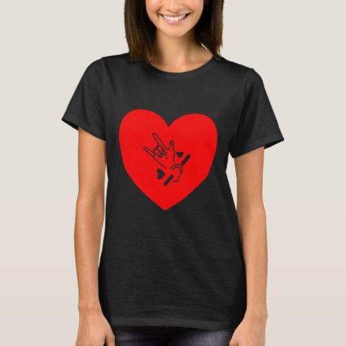 Heart Hand Sign Language Hearing Loss Awareness  T_Shirt