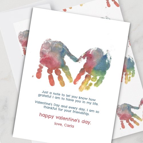 Heart Handprints Valentines Day Holiday Card