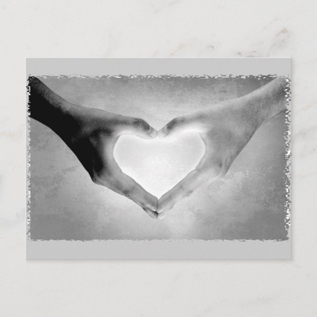 Heart Hands B&W Photo Postcard (Front)