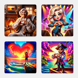 Heart Hands Coaster Set