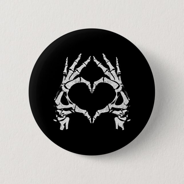 Heart Hands - Halloween - Skeleton Hands Heart Sig Button (Front)