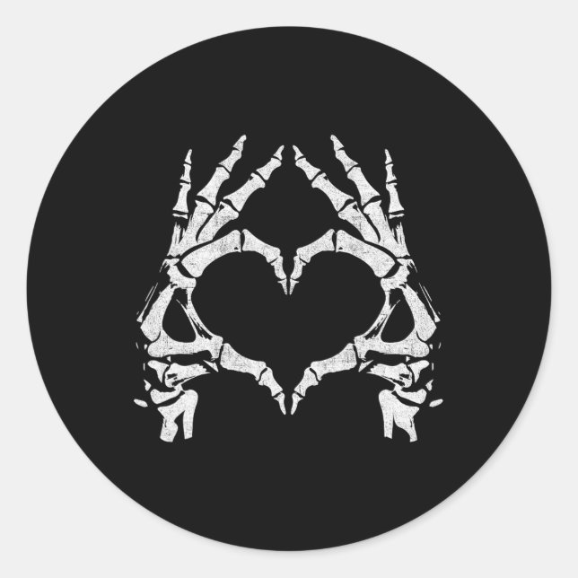 Heart Hands - Halloween - Skeleton Hands Heart Sig Classic Round Sticker (Front)
