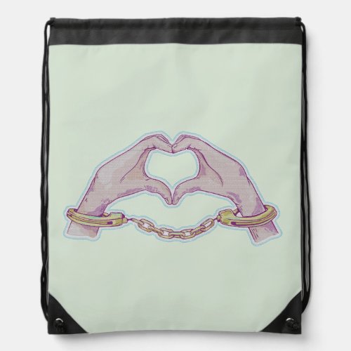 Heart hands Handcuffs Drawstring Bag