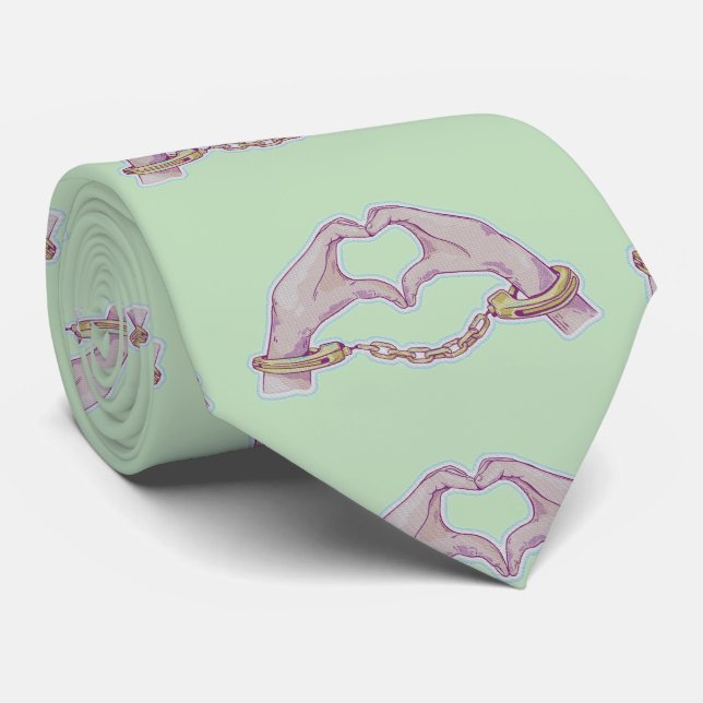 Heart hands Handcuffs Neck Tie (Rolled)