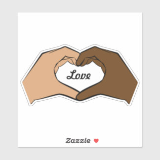 Heart Hands Interracial Love Sticker