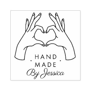Heart Hands Made with Love Rubber Stamp