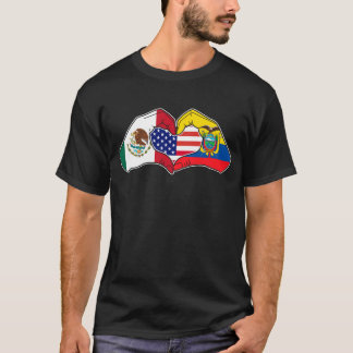 Heart hands Mexico, Ecuador and the USA. T-Shirt
