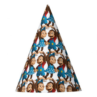 Heart Hands Monkeys - Sweet Mimo & Zina Party Hat