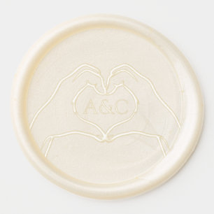 Heart Hands Monogram Unique Trendy Minimalist Wax Seal Sticker