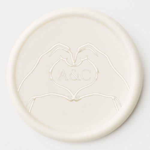 Heart Hands Monogram Unique Trendy Minimalist Wax Seal Sticker