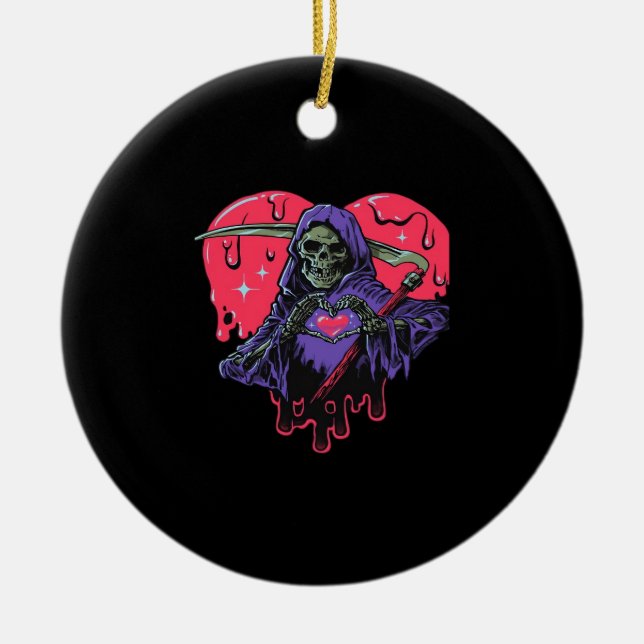 Heart Hands Reaper Classic Look Ceramic Ornament (Front)