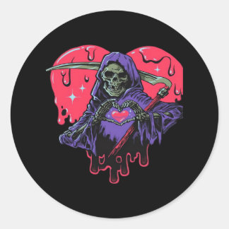 Heart Hands Reaper Classic Look Round Sticker