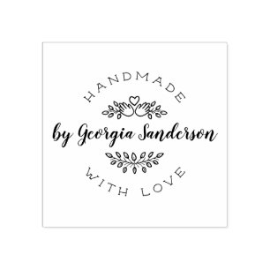 Heart Hands Rustic Sketch Handmade With Love Rubber Stamp