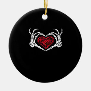 Heart Hands Skeleton Ceramic Ornament