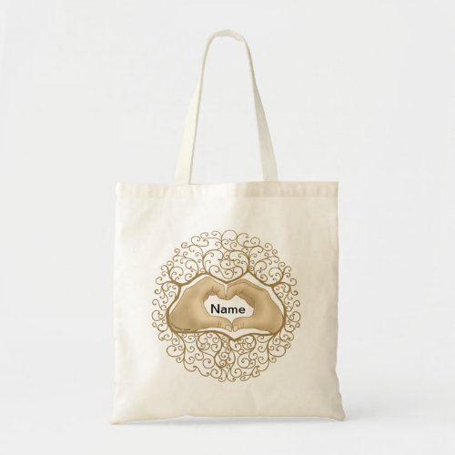 Heart Hands wedding tote bag