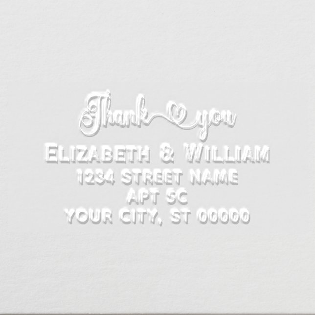 Heart Handwriting Typography Thank You #2 Address Embosser (Design)