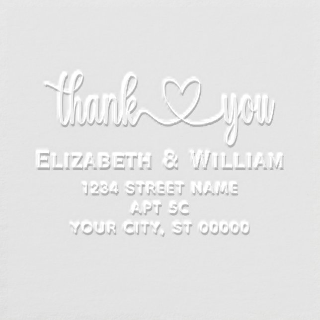 Heart Handwriting Typography Thank You #3S Address Embosser (Design)
