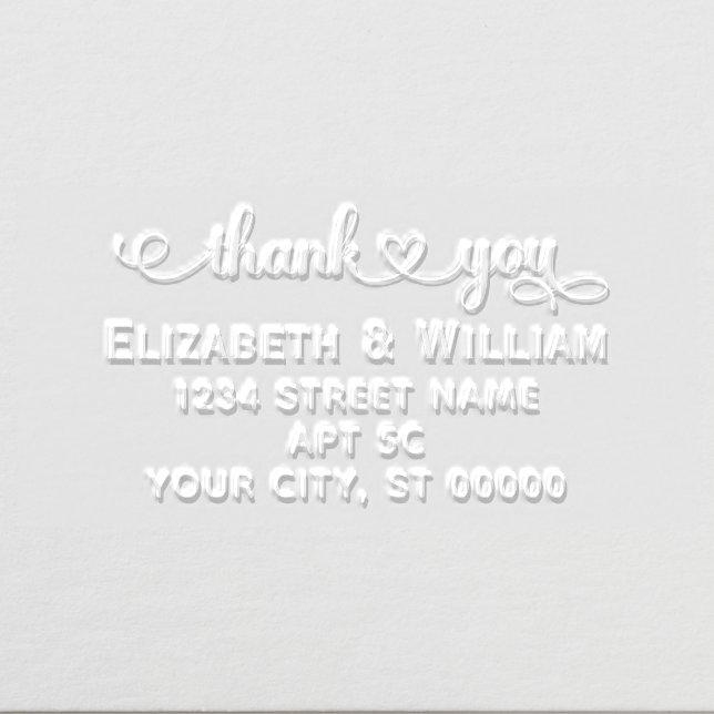 Heart Handwriting Typography Thank You #6 Address Embosser (Design)