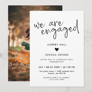 Heart & Handwriting We Are Engaged Photo Invitation