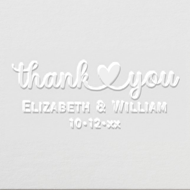 Heart Handwriting Wedding Typography Thank You #10 Embosser (Design)