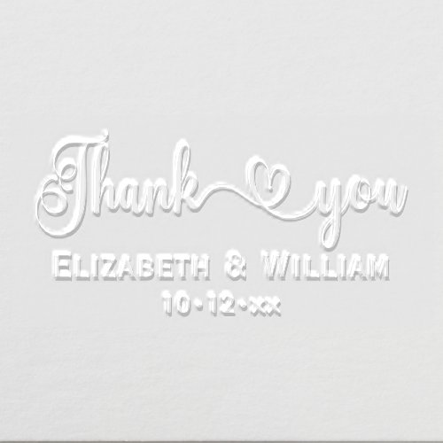 Heart Handwriting Wedding Typography Thank You 2 Embosser