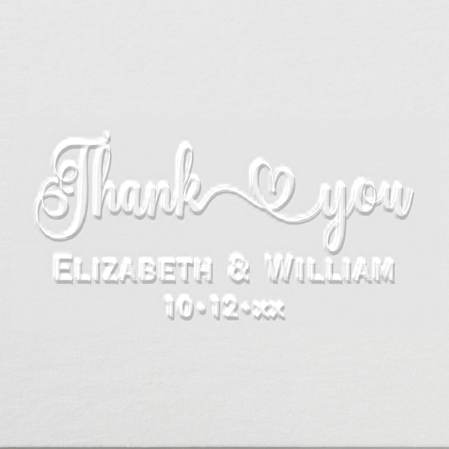 Heart Handwriting Wedding Typography Thank You #2 Embosser (Design)