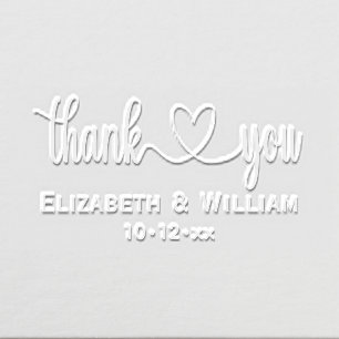 Heart Handwriting Wedding Typography Thank You #3 Embosser