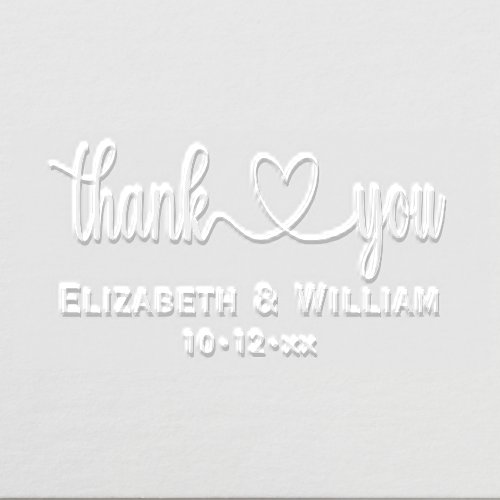 Heart Handwriting Wedding Typography Thank You 3 Embosser