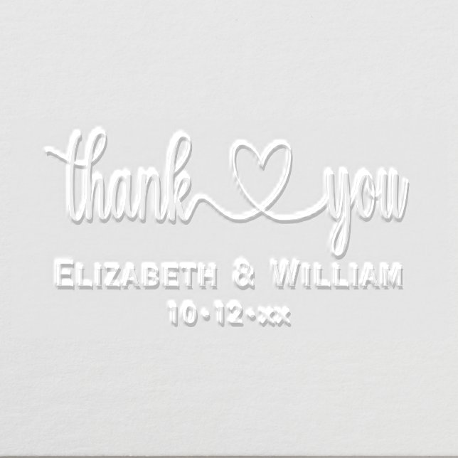 Heart Handwriting Wedding Typography Thank You #3 Embosser (Design)