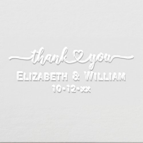 Heart Handwriting Wedding Typography Thank You 4 Embosser