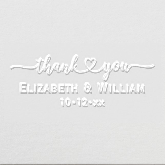 Heart Handwriting Wedding Typography Thank You #4 Embosser (Design)