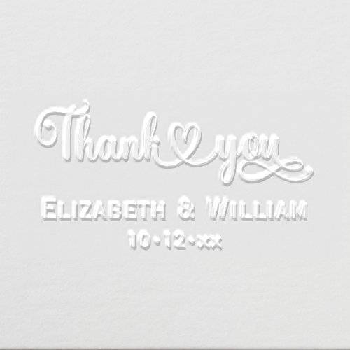 Heart Handwriting Wedding Typography Thank You 5 Embosser