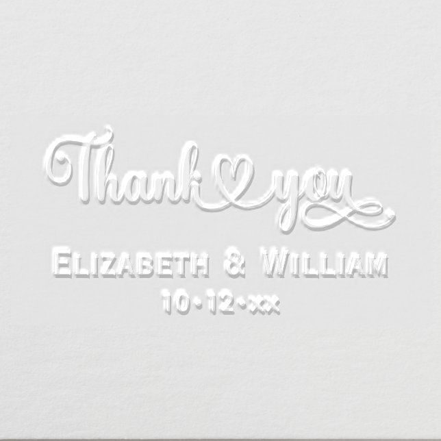 Heart Handwriting Wedding Typography Thank You #5 Embosser (Design)