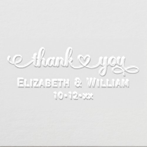 Heart Handwriting Wedding Typography Thank You 6 Embosser