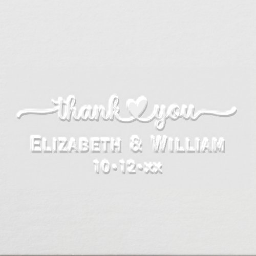 Heart Handwriting Wedding Typography Thank You 7 Embosser