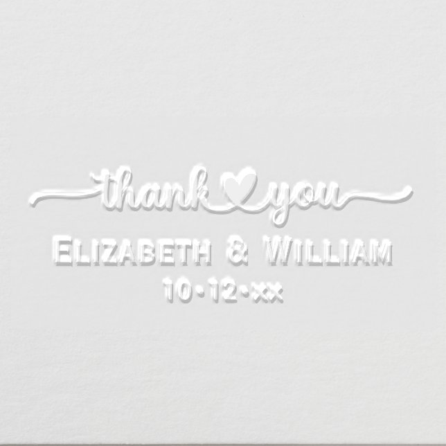 Heart Handwriting Wedding Typography Thank You #7 Embosser (Design)
