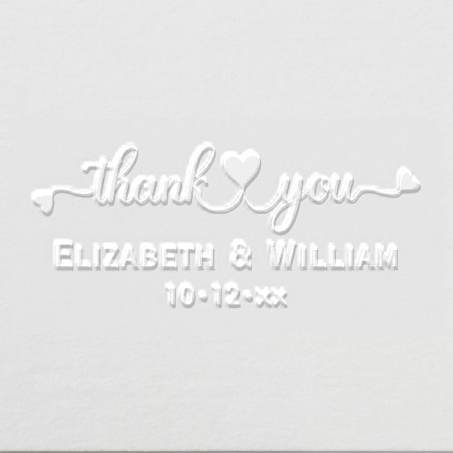 Heart Handwriting Wedding Typography Thank You 8 Embosser