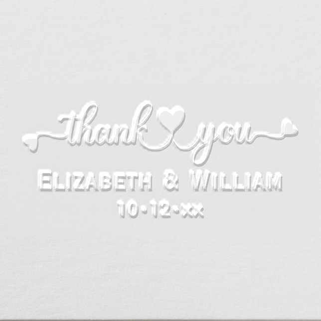 Heart Handwriting Wedding Typography Thank You #8 Embosser (Design)