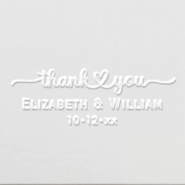 Heart Handwriting Wedding Typography Thank You #9 Embosser (Design)
